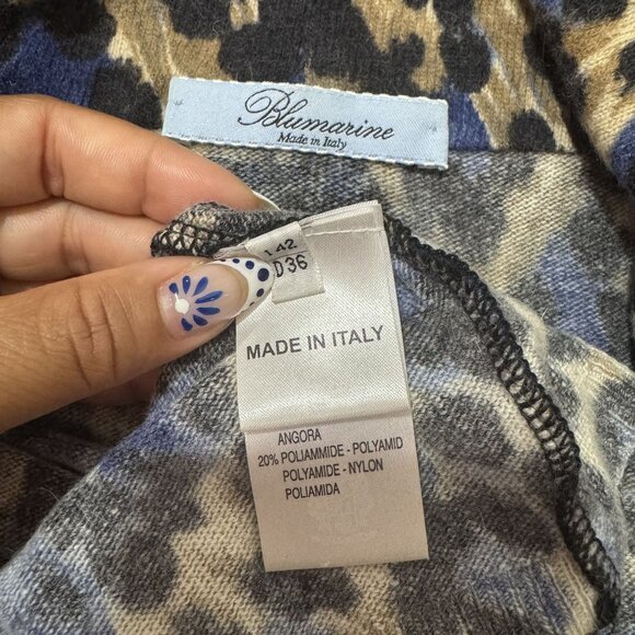 Blumarine Women's Multicolor Wool Animal Print Off Shoulder Long Sleeve Top 6 - Picture 8 of 9